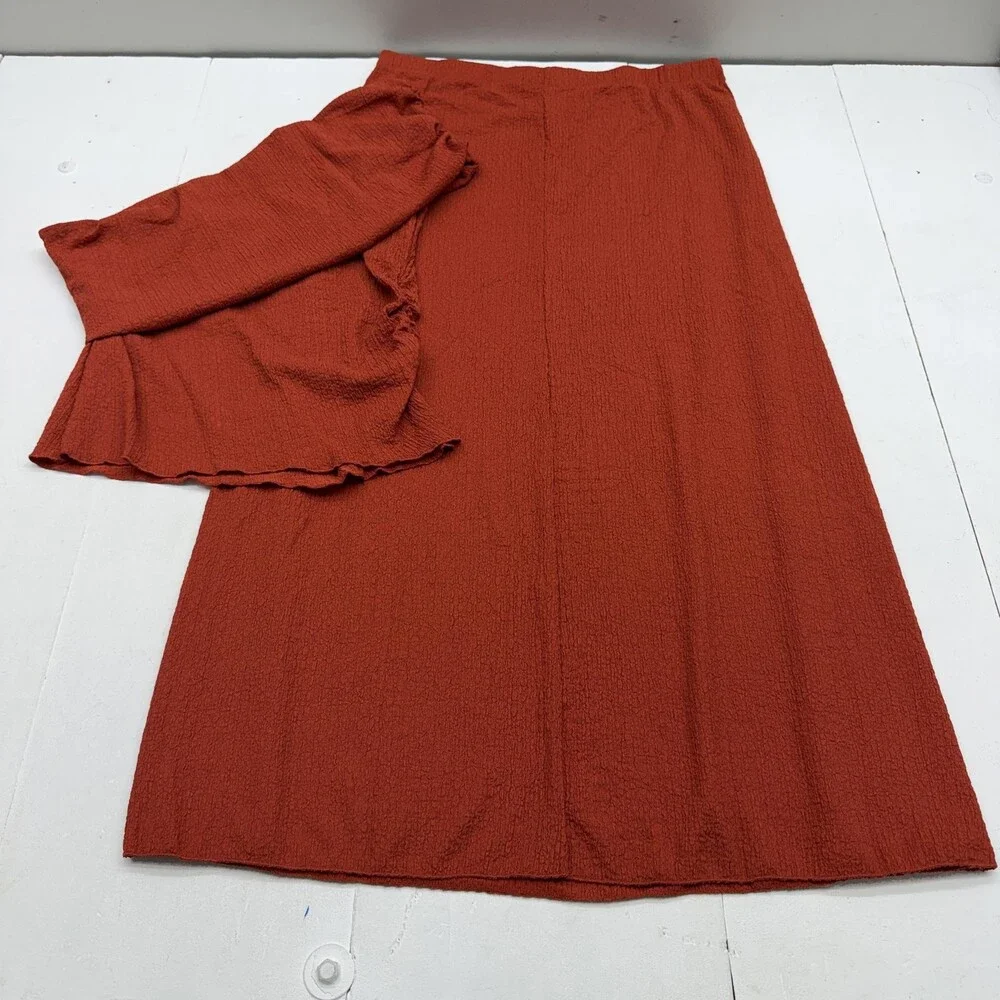 Fashion Nova Pretty Girl Energy Skirt Set Womens 2X Orange Textured One Shoulder